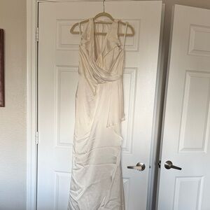 Elegant Cream Crepe Wedding Dress